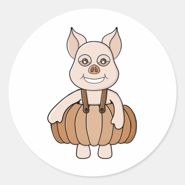 Sticker Rond Cochon Citrouille adorable (Devant)