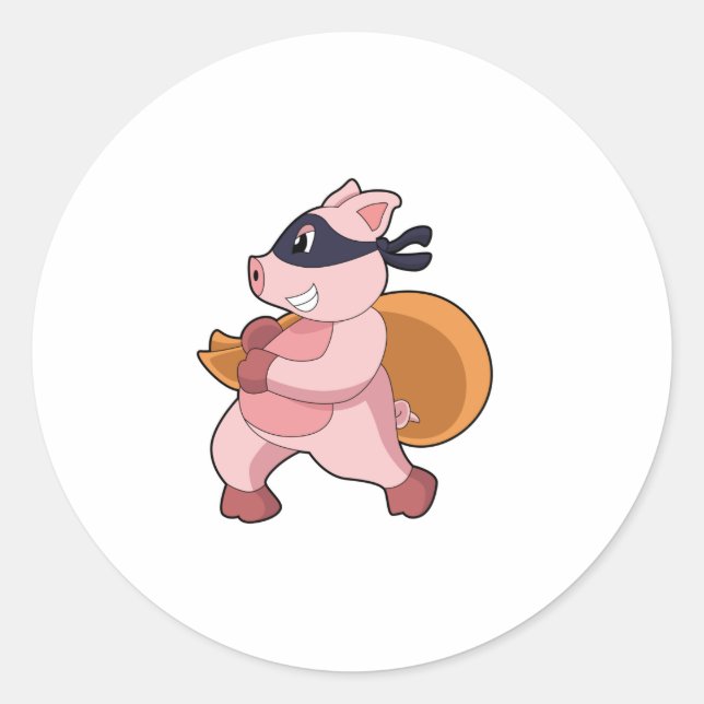 Sticker Rond Cochon comme coureur (Devant)
