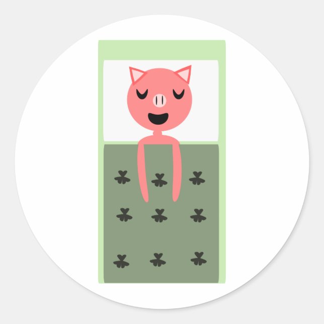 Sticker Rond Cochon couché (Devant)