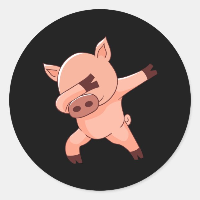 Sticker Rond Cochon de danse (Devant)