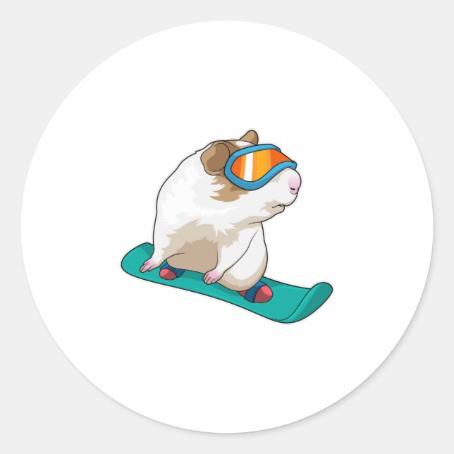 Sticker Rond Cochon de Guinée Snowboard Snowboard (Devant)