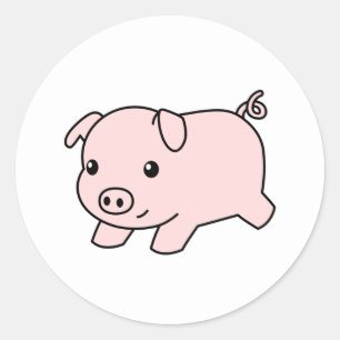 Sticker Rond Cochon De Piglet Coupé