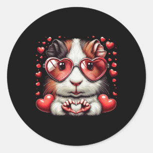 Sticker Rond Cochon d'Inde à la main signe cœur Hommes Femmes C