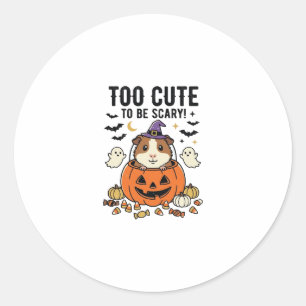 Sticker Rond Cochon d'Inde d'Halloween Trop Mignon Pour Être Ef