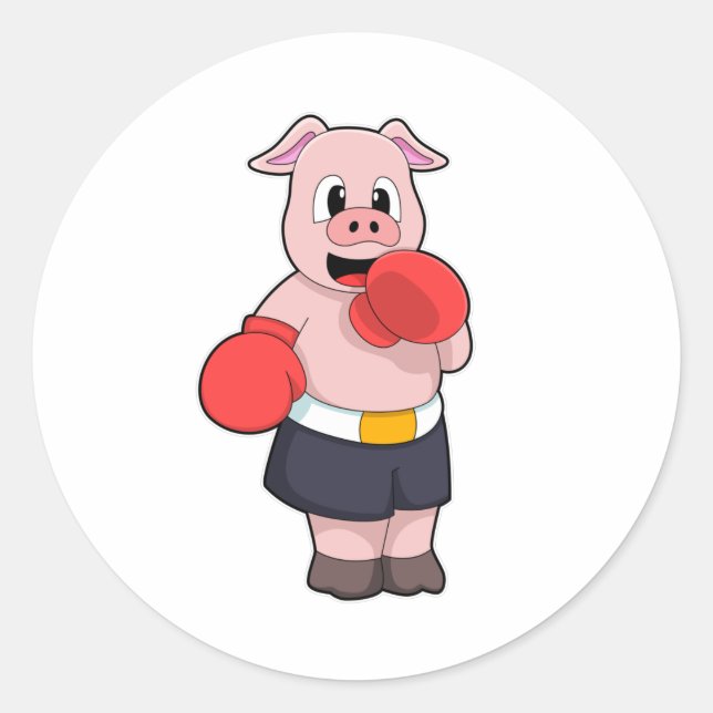 Sticker Rond Cochon en boîte à la boîte (Devant)