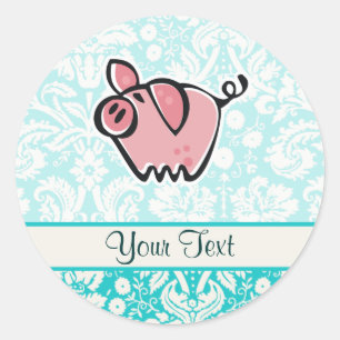 Sticker Rond Cochon ; mignon