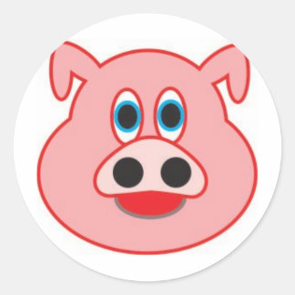 Sticker Rond Cochon petit dessin d'illustration didactique