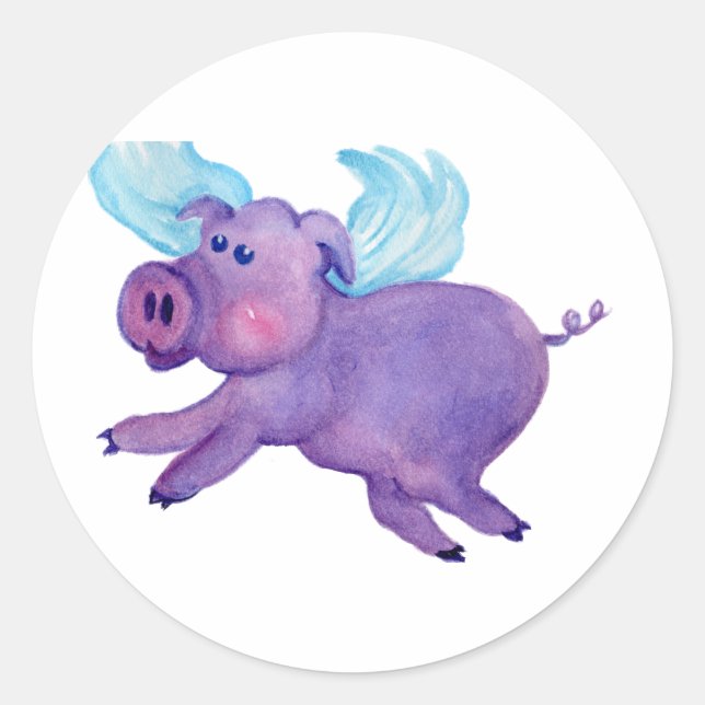 Sticker Rond Cochon pourpre (Devant)