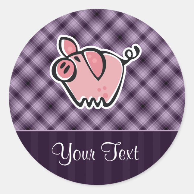 Sticker Rond Cochon pourpre (Devant)