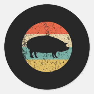 Sticker Rond Cochon Roast Retro Style Bbq Cookout