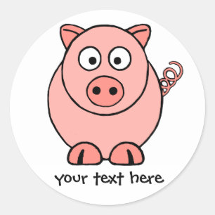 Sticker Rond Cochon rose