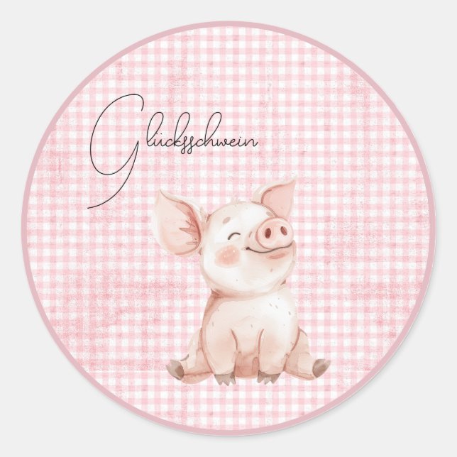 Sticker Rond Cochon rose (Devant)