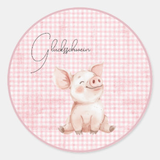 Sticker Rond Cochon rose