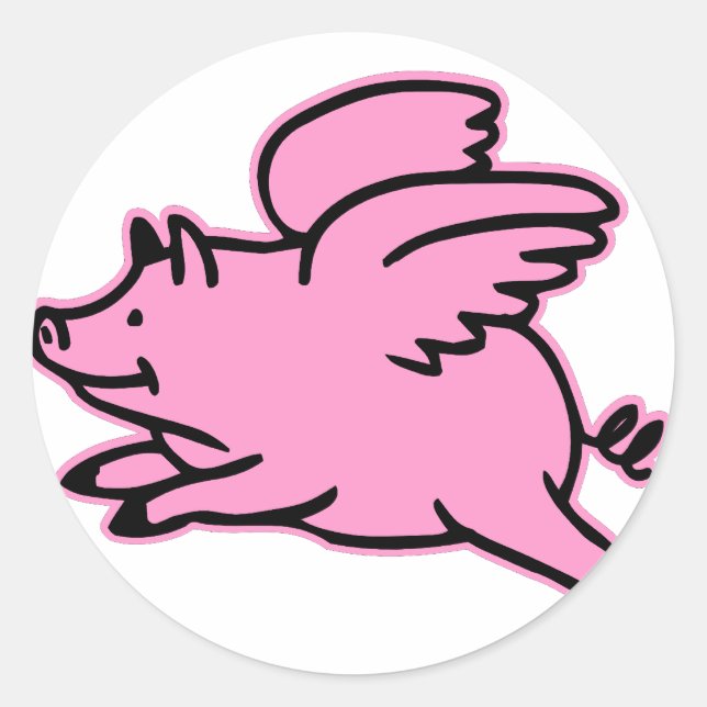 Sticker Rond Cochon rose volant très mignon (Devant)