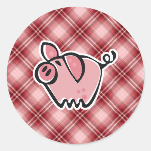 Sticker Rond Cochon rouge