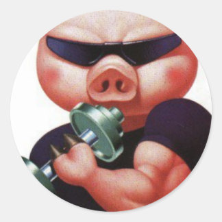 Sticker Rond cochon sportif