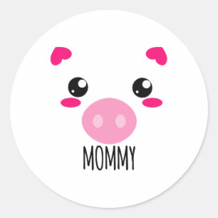 Sticker Rond Cochon Visage Kawaii Costume Halloween pour maman