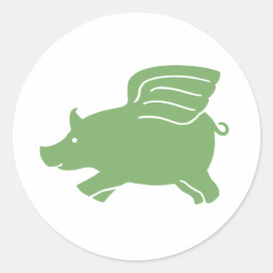 Sticker Rond Cochon volant - Vert