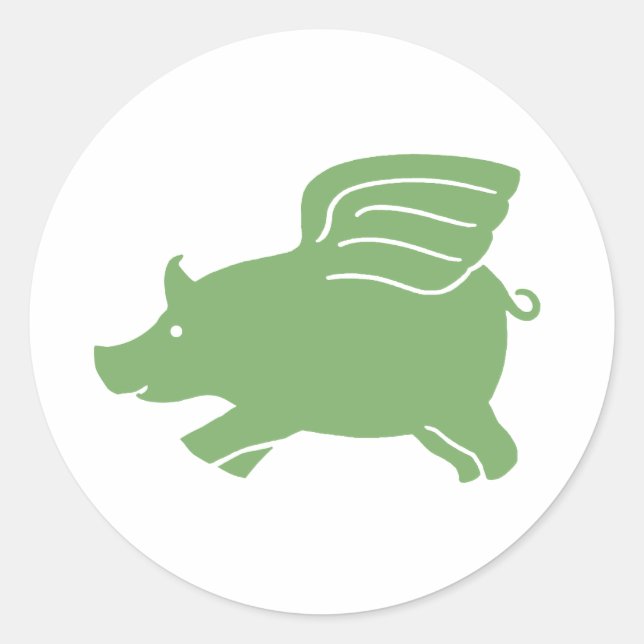 Sticker Rond Cochon volant - Vert (Devant)