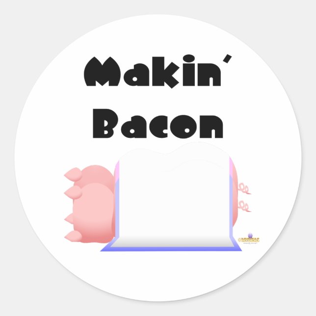 Sticker Rond Cochons couchés Bleu Pink Blanket Makin' Bacon (Devant)
