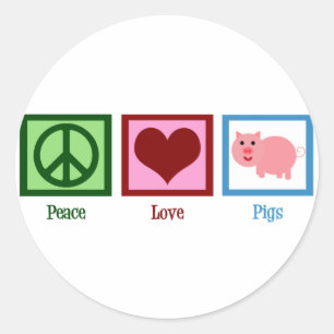 Sticker Rond Cochons d'amour de paix