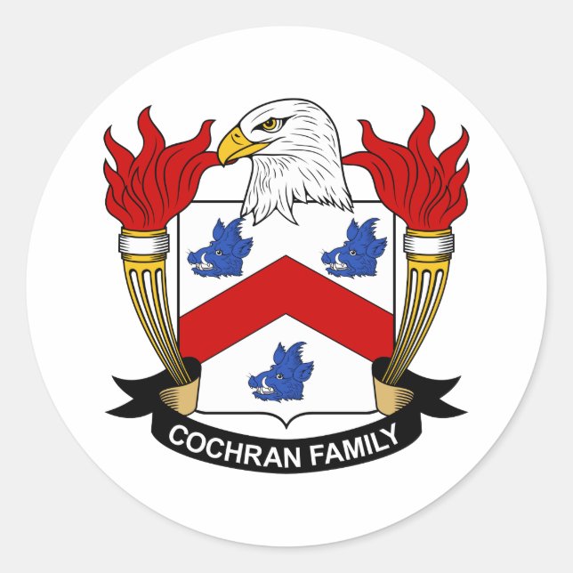 Sticker Rond Cochran Family Crest (Devant)