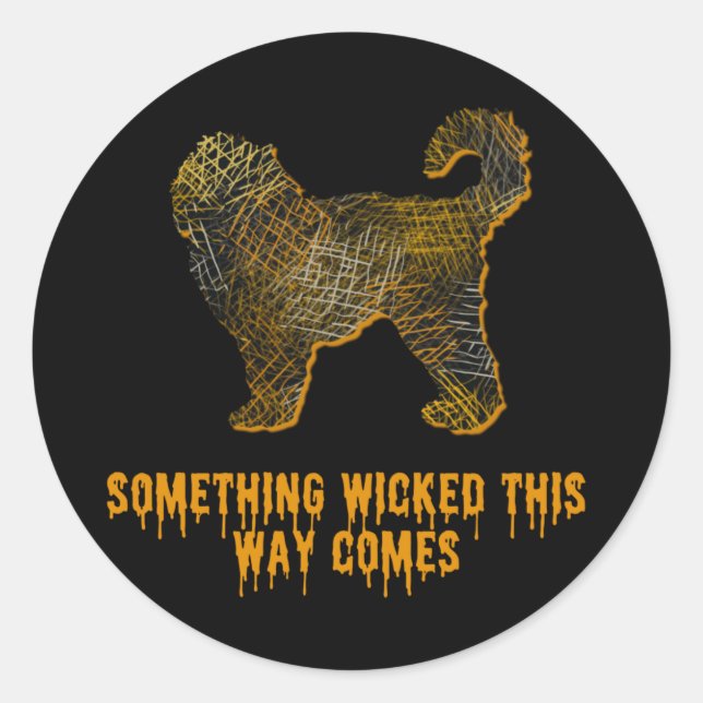Sticker Rond Cockapoo Chien Silhouette Fun Halloween (Devant)