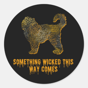 Sticker Rond Cockapoo Chien Silhouette Fun Halloween