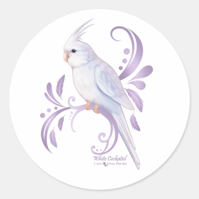 Sticker Rond Cockatiel blanc (Devant)