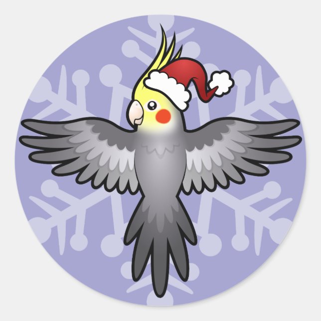 Sticker Rond Cockatiel de Noël (Devant)