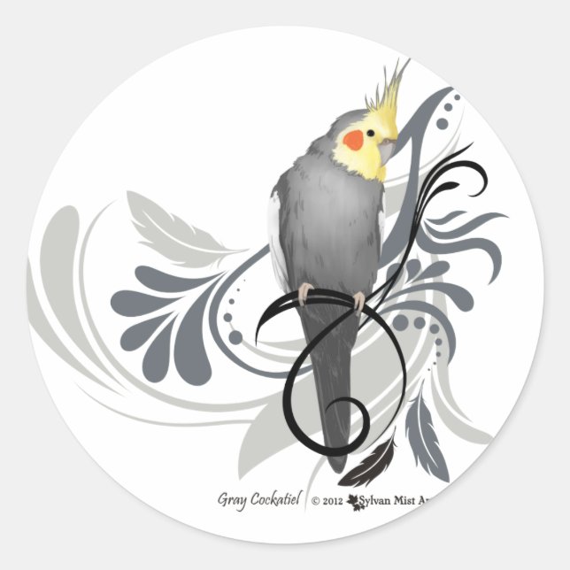 Sticker Rond Cockatiel gris (Devant)