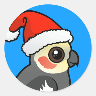 Sticker Rond Cockatiel Père Noël