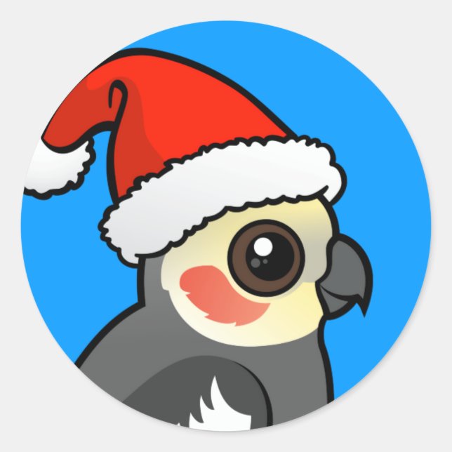 Sticker Rond Cockatiel Père Noël (Devant)