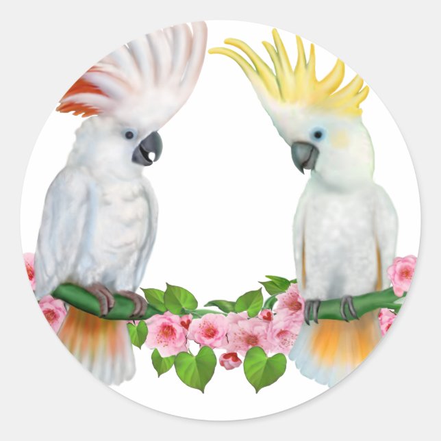 STICKER ROND COCKATOO COURTSHIP (Devant)