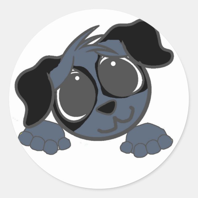 Sticker Rond cocker anglais spaniel bleu roan peeking dessin an (Devant)