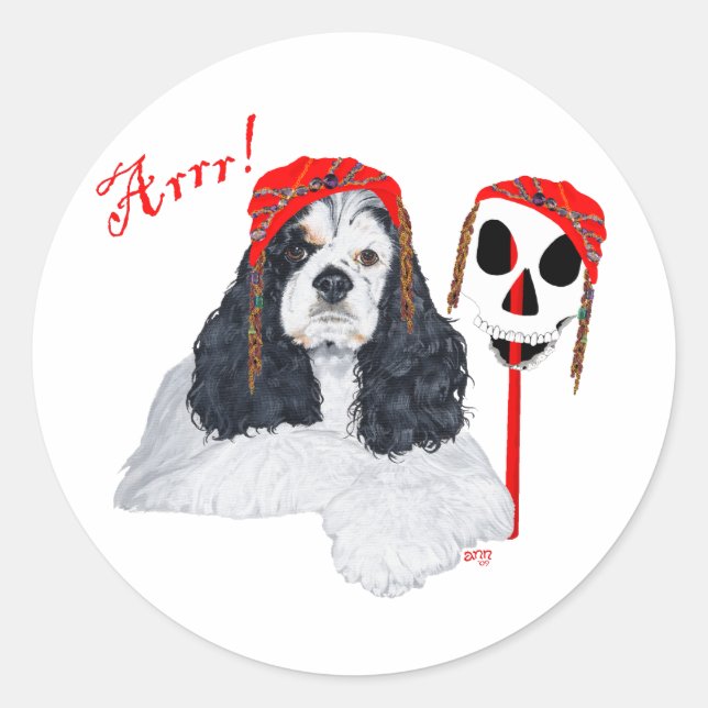 Sticker Rond Cocker Spaniel américain Pirate (Devant)