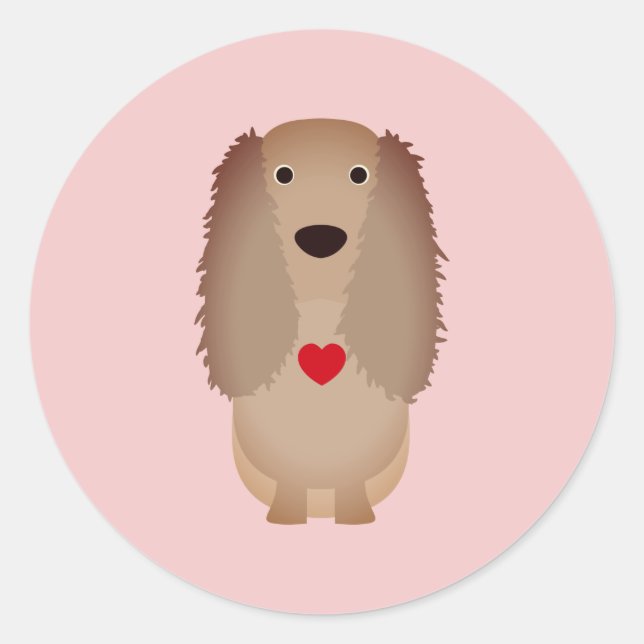 Sticker Rond Cocker Spaniel Dog Valentine, Saint Valentin (Devant)