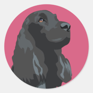 Sticker Rond Cocker Spaniel - Noir - Modèles de race de base