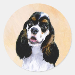 Sticker Rond Cocker Spaniel (Parti) Peinture - Art original de