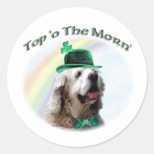 Sticker Rond Cocker Spaniel Top of the Morn'; St. Patrick's day (Devant)