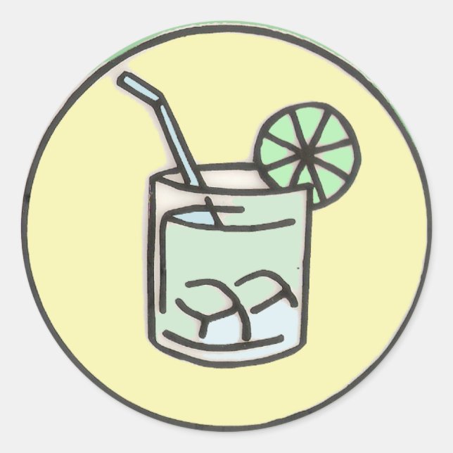 Sticker Rond cocktail brésilien de caipirinha (Devant)