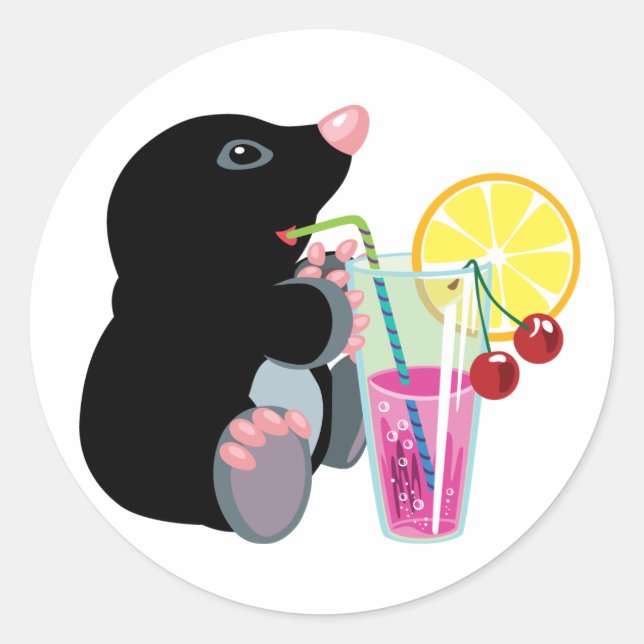 Sticker Rond cocktail de dessin animé mole (Devant)