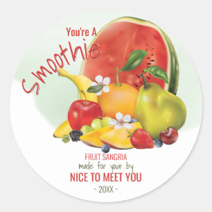 Sticker Rond Cocktail de fruits   Amitié Hello Funny