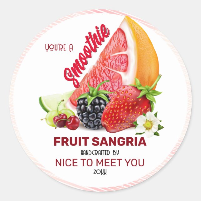 Sticker Rond Cocktail de fruits | Amitié Hello Funny (Devant)