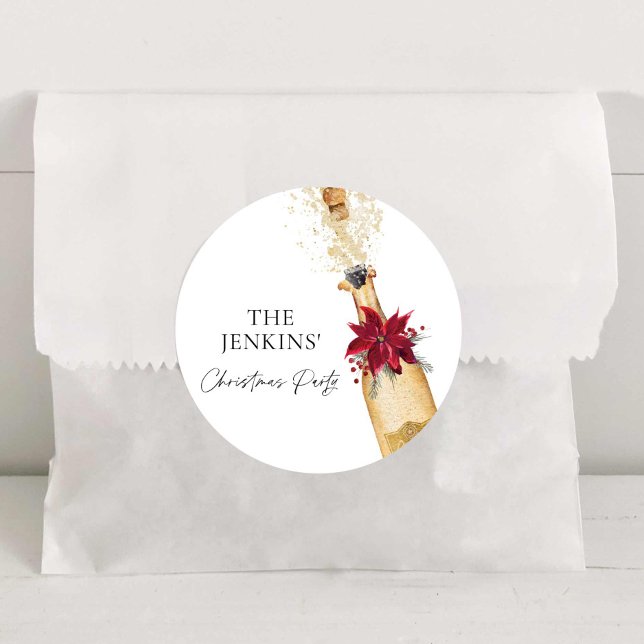 Sticker Rond Cocktail de Noël (Christmas Cocktail Party Round Stickers)