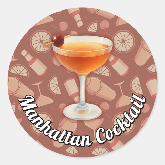 Sticker Rond Cocktail Manhattan (Devant)