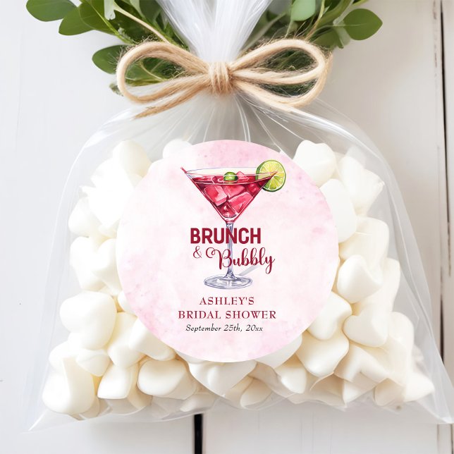 Sticker Rond Cocktails Brunch & Bubbly Enterrement de mariage  (Créateur téléchargé)