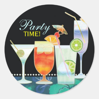 Sticker Rond Cocktails délicieux Invitation de la fête