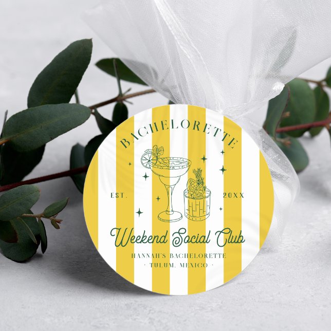 Sticker Rond Cocktails d'été entre filles | Enterrement de vie  (Créateur téléchargé)