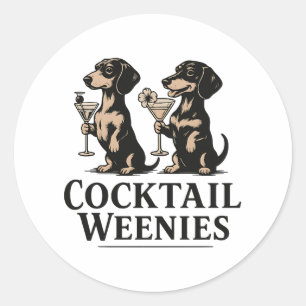 Sticker Rond Cocktails Weenies Drôle De Chien Wiener Teckel